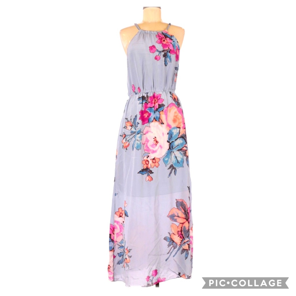 Anthro Leifsdottir Silk Floral Lilac Maxi Dress - Picture 1 of 3